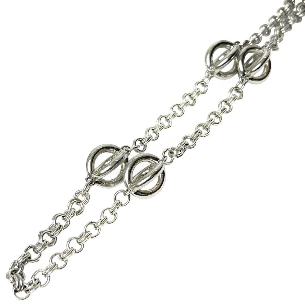 Vintage Liz Claiborne Chain Necklace Silver Tone Stations Classic Minimalist